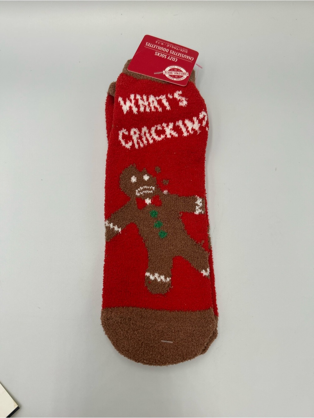 Men's Red Gingerbread Novelty Socks - Cozy Holiday Crew